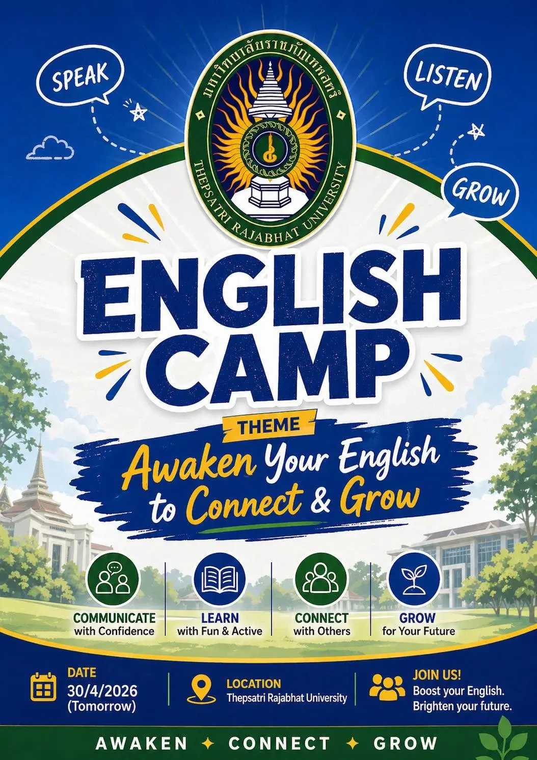 Awaken Your English! Join the English Camp 2026 at Thepsatri Rajabhat University 